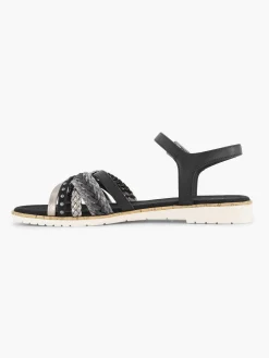 Outlet Zwarte Sandaal Gevlochten Dames Sandalen