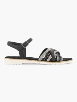 Outlet Zwarte Sandaal Gevlochten Dames Sandalen
