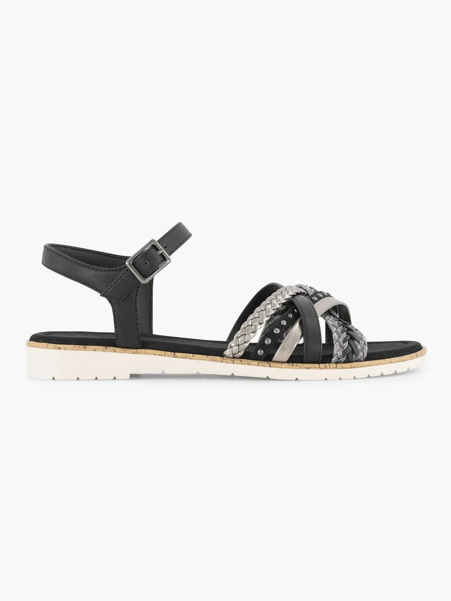 Outlet Zwarte Sandaal Gevlochten Dames Sandalen