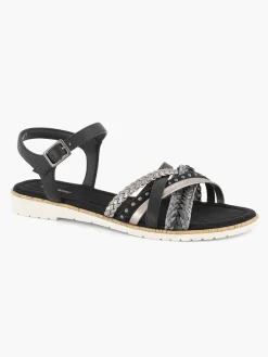 Outlet Zwarte Sandaal Gevlochten Dames Sandalen