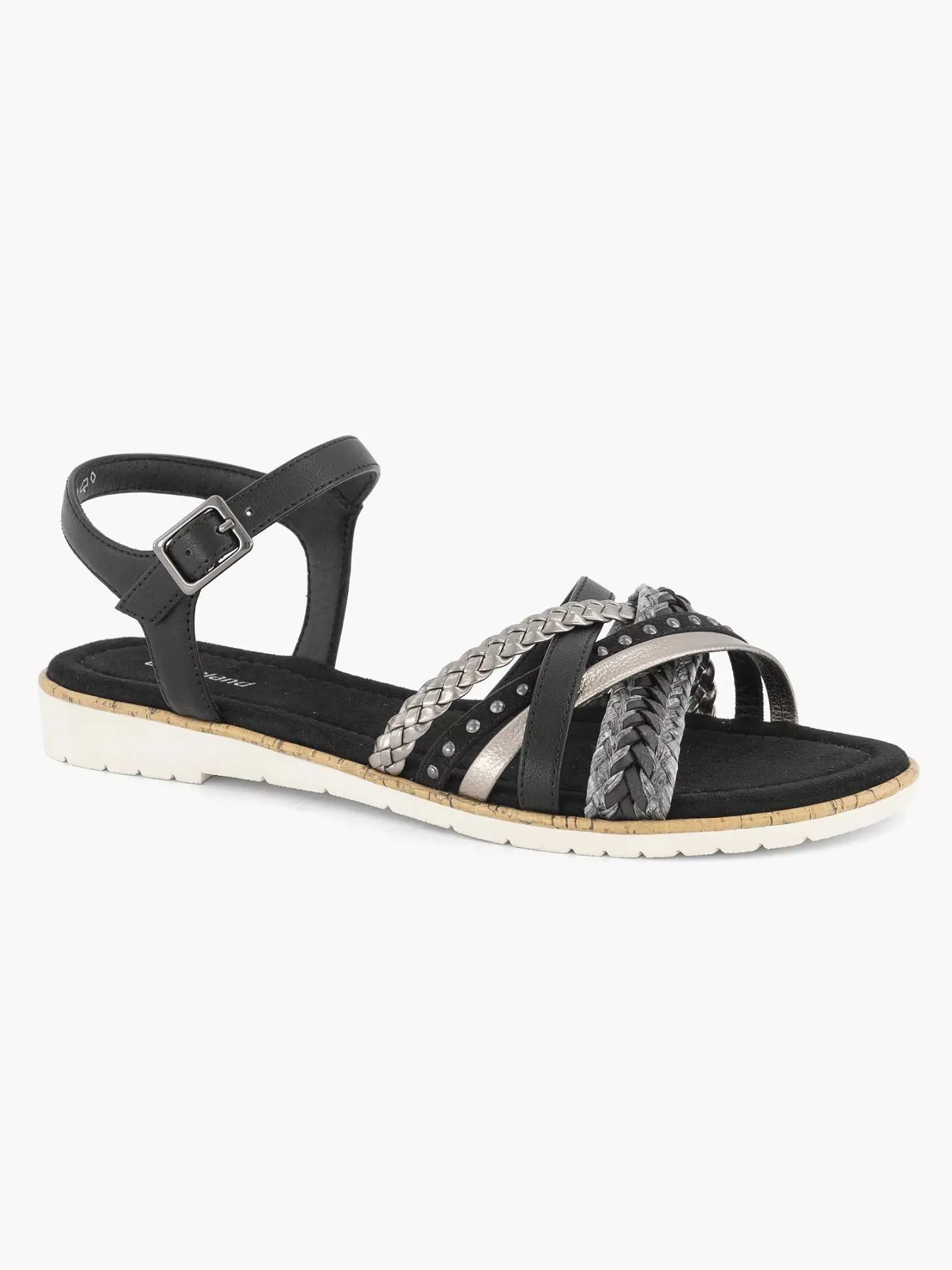 Outlet Zwarte Sandaal Gevlochten Dames Sandalen