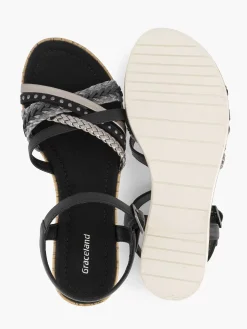 Outlet Zwarte Sandaal Gevlochten Dames Sandalen