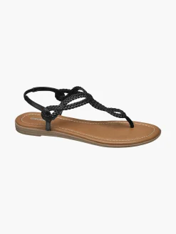 Outlet Zwarte Sandaal Geweven Dames Sandalen