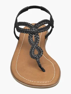 Outlet Zwarte Sandaal Geweven Dames Sandalen