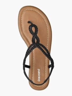 Outlet Zwarte Sandaal Geweven Dames Sandalen