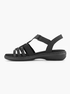 Discount Zwarte Sandaal Klittenband Dames Comfort Schoenen