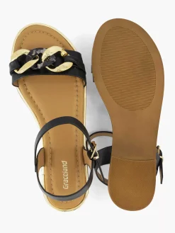 Clearance Zwarte Sandaal Sierketting Dames Sandalen