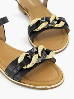 Clearance Zwarte Sandaal Sierketting Dames Sandalen