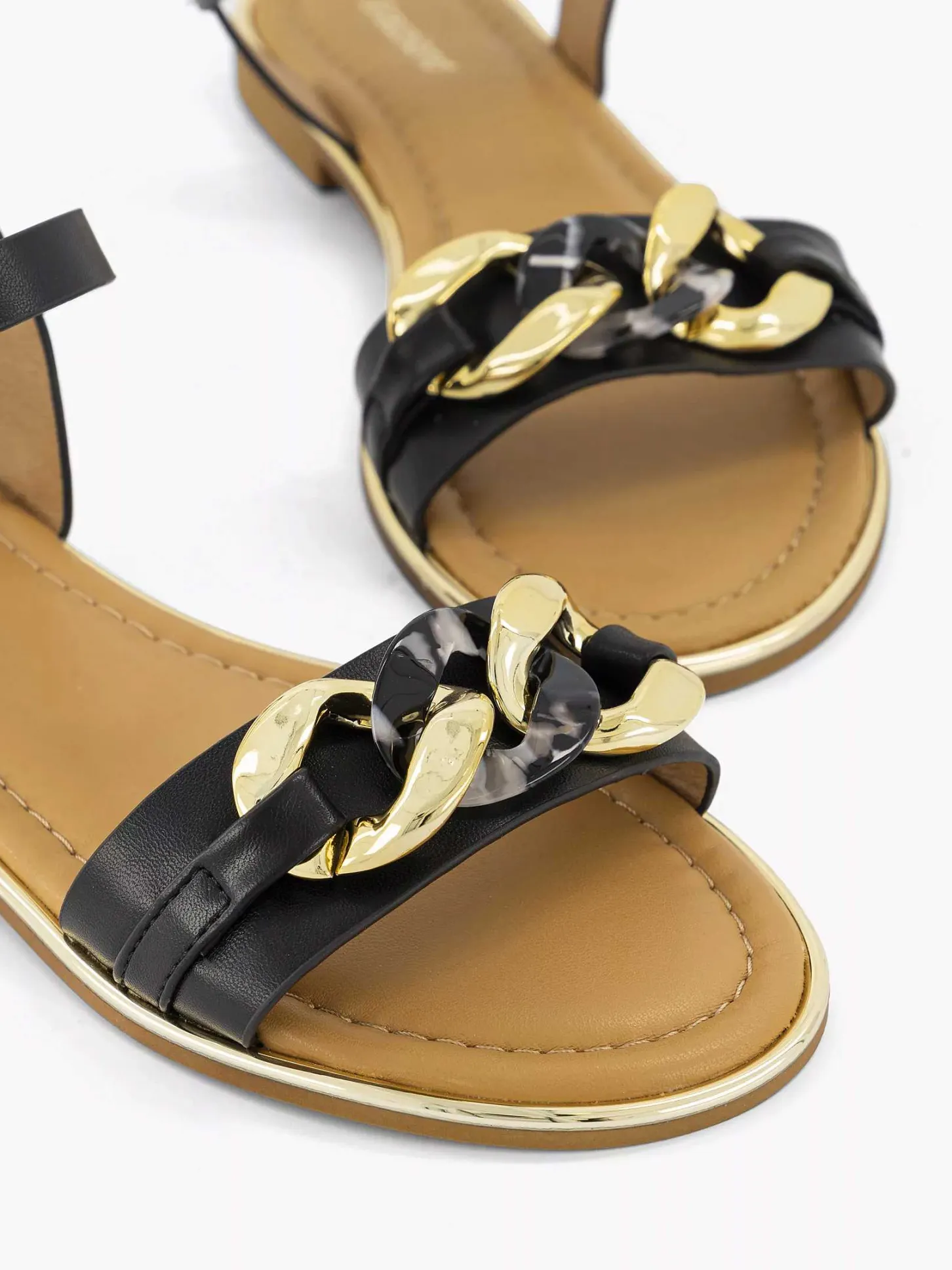 Clearance Zwarte Sandaal Sierketting Dames Sandalen
