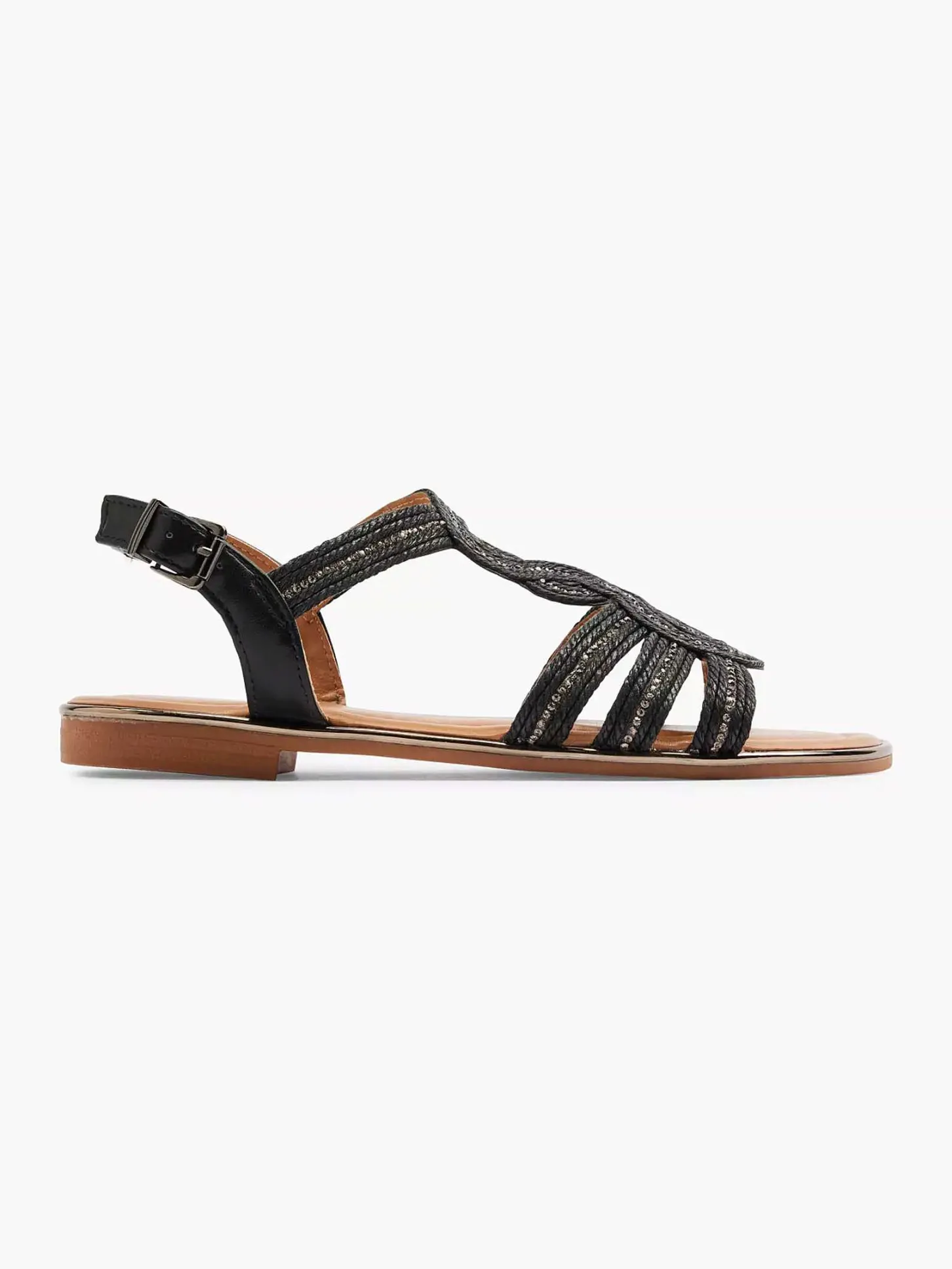 Zwarte Sandaal Sierketting Dames Sandalen