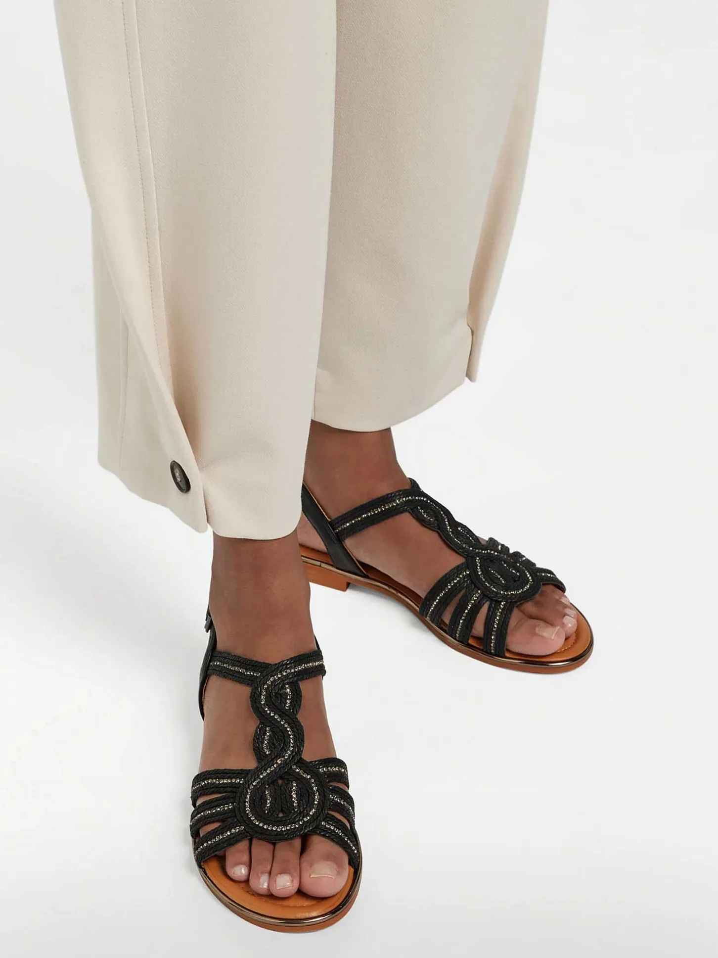 Zwarte Sandaal Sierketting Dames Sandalen