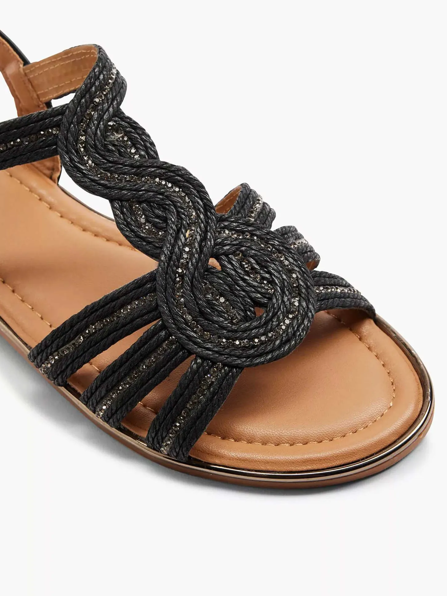 Zwarte Sandaal Sierketting Dames Sandalen