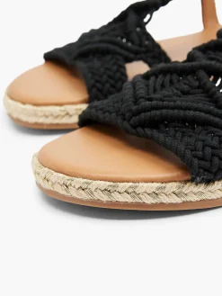 Clearance Zwarte Sandaal Touw Dames Sandalen