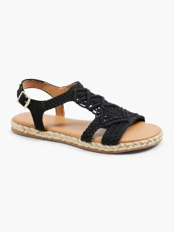 Clearance Zwarte Sandaal Touw Dames Sandalen