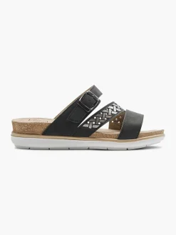 Zwarte Slipper Gespsluiting Dames Slippers