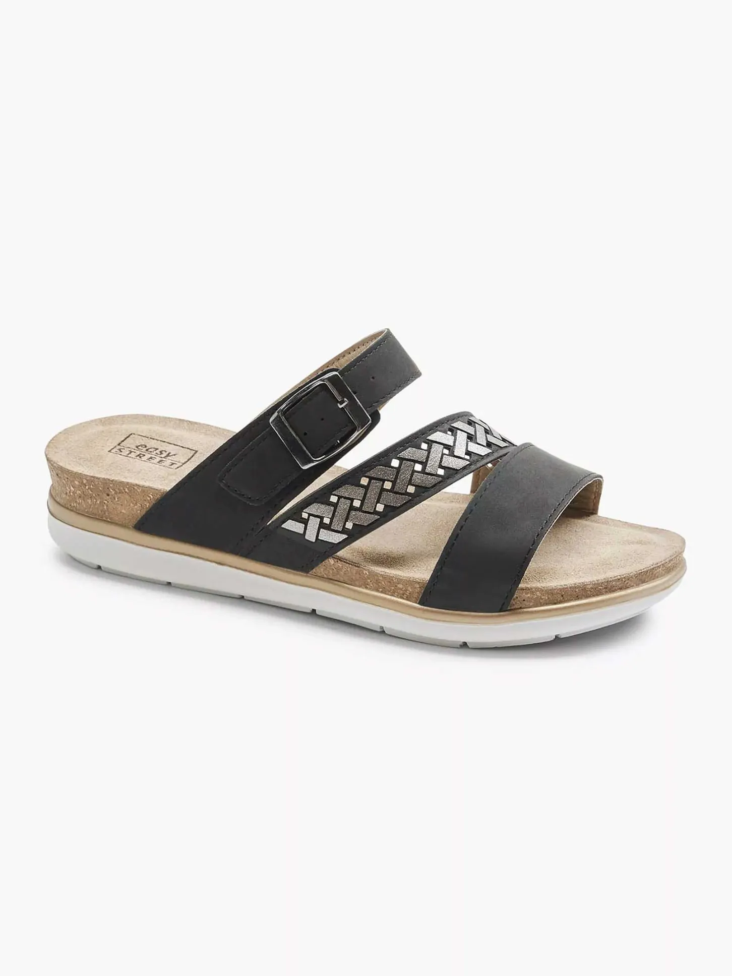 Zwarte Slipper Gespsluiting Dames Slippers