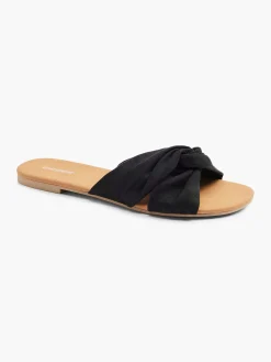 Discount Zwarte Slipper Knoop Dames Slippers