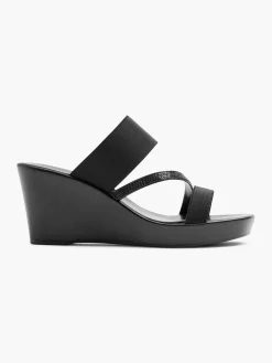 Clearance Zwarte Slipper Sleehak Dames Sandalen