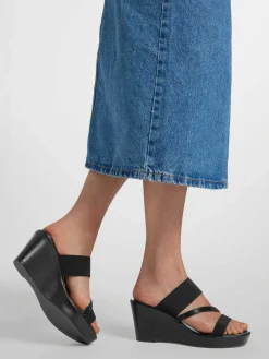 Clearance Zwarte Slipper Sleehak Dames Sandalen