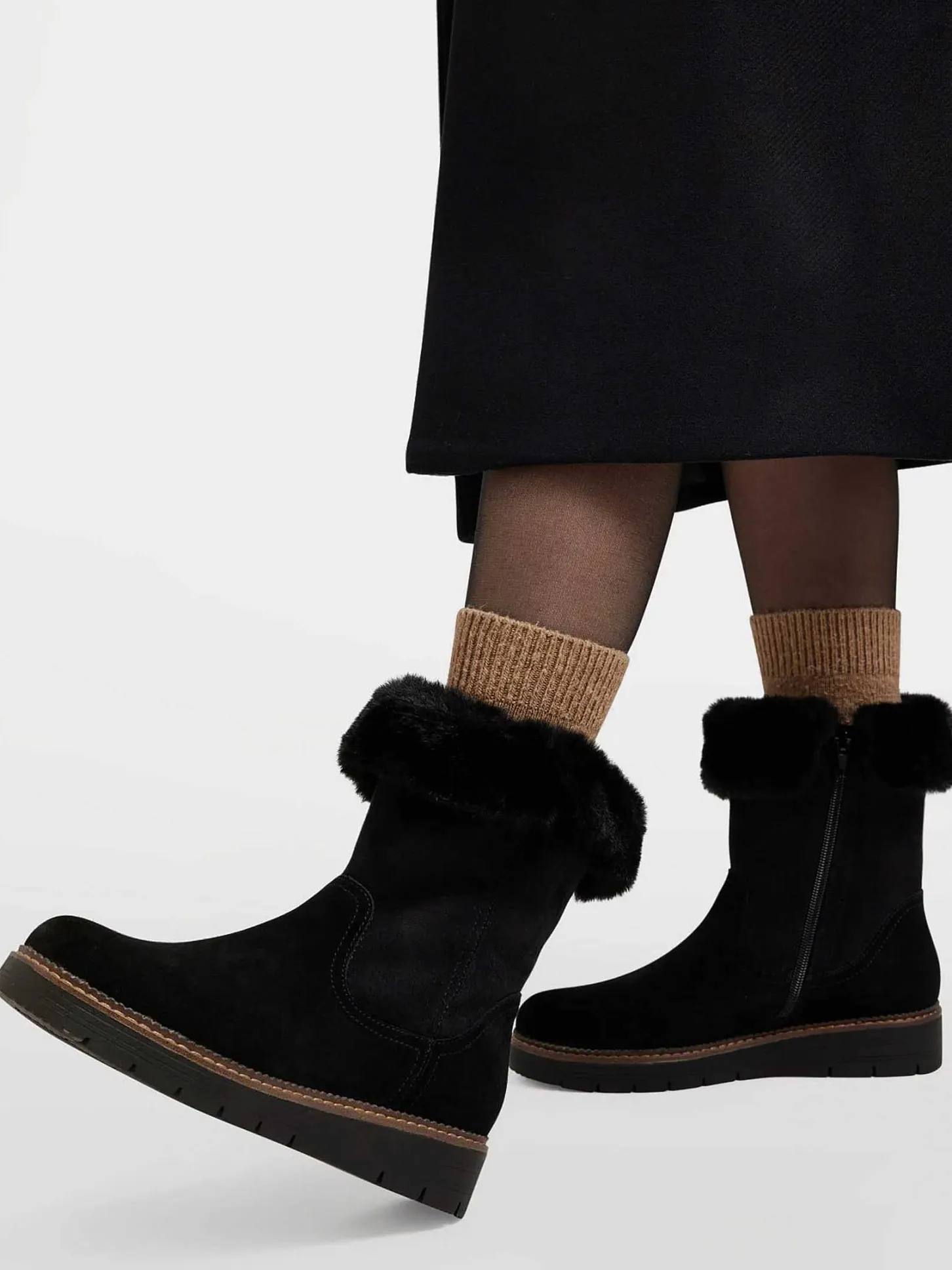Best Zwarte Suede Comfort Enkelboot Gevoerd Dames Comfort Schoenen