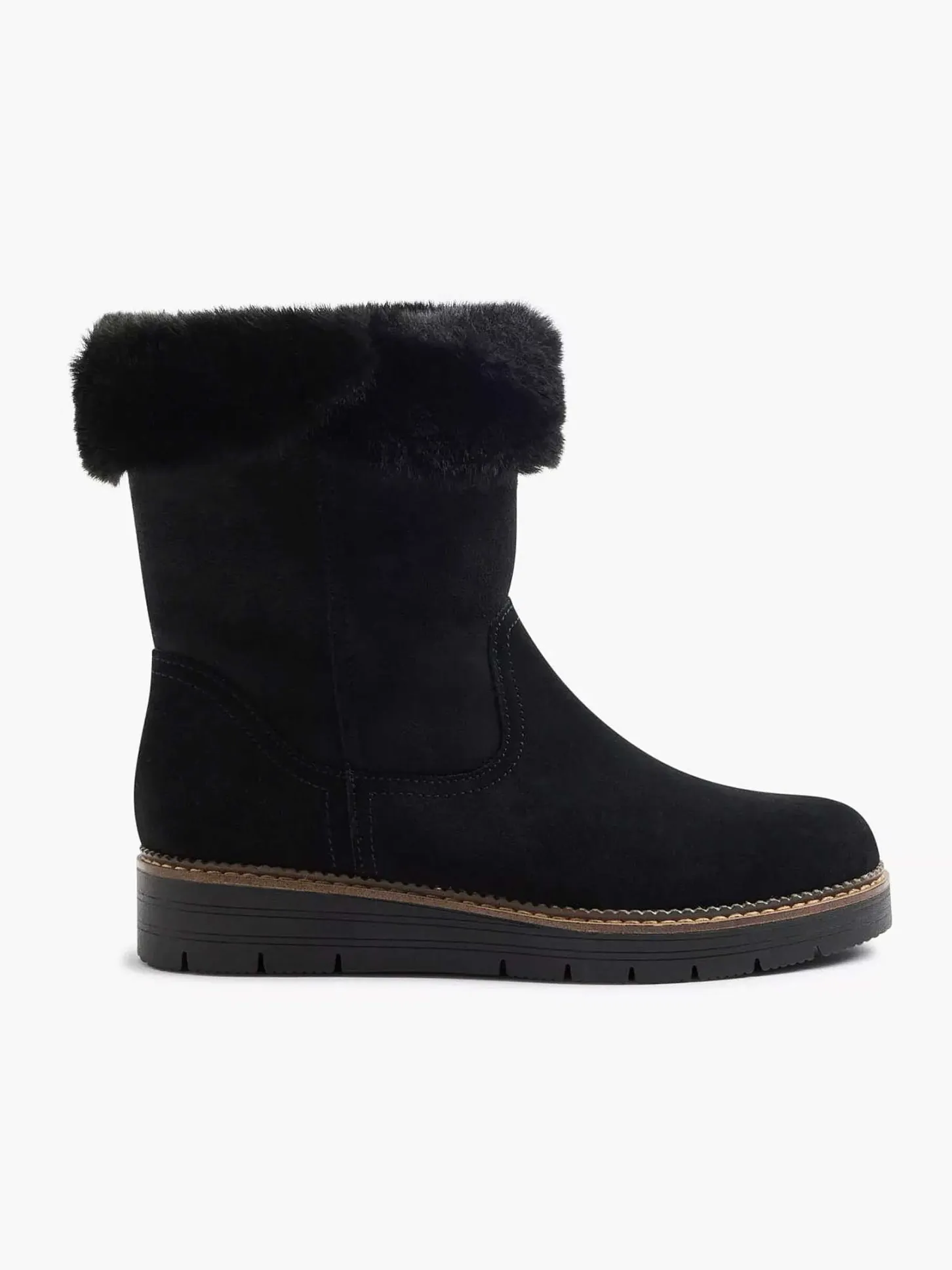 Best Zwarte Suede Comfort Enkelboot Gevoerd Dames Comfort Schoenen