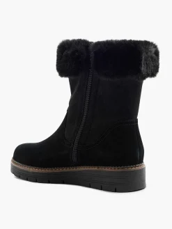 Best Zwarte Suede Comfort Enkelboot Gevoerd Dames Comfort Schoenen
