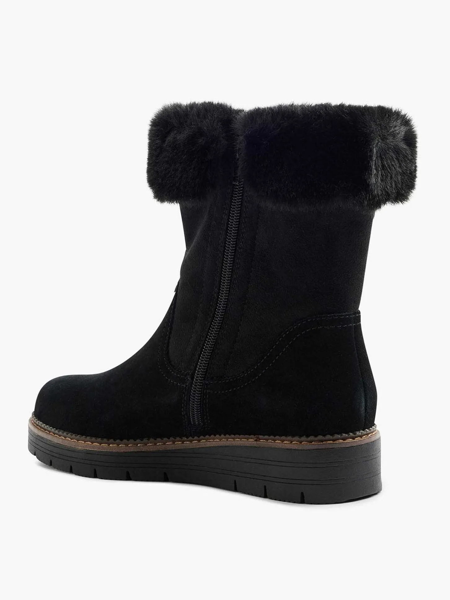 Best Zwarte Suede Comfort Enkelboot Gevoerd Dames Comfort Schoenen