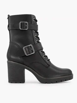 Hot Zwarte Veterboot Hak Dames Enkellaarzen & Boots