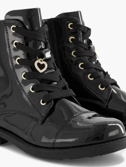 Outlet Zwarte Veterboot Lak Kinderen Jongensschoenen