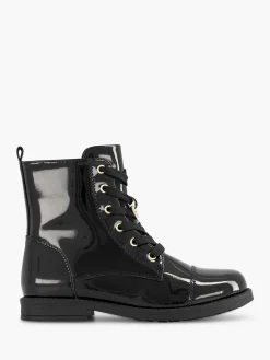 Zwarte Veterboot Lak Kinderen Jongensschoenen