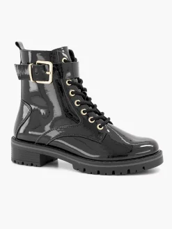 Clearance Zwarte Veterboot Lak Dames Enkellaarzen & Boots